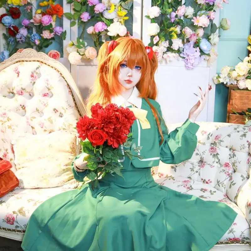 Vêtements de cosplay Asuka Langley Soryu, robe de dessin animé mignon, perruque Kawaii japonaise, périphérique d'anime, cadeau d'anniversaire pour un ami, nouveau