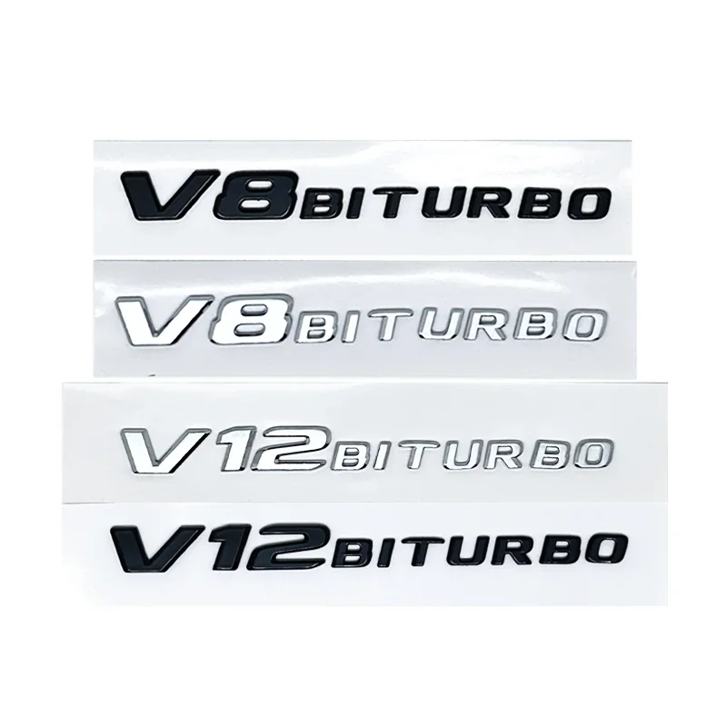 Pegatina 3D ABS para coche V12 V8 BITURBO Logo emblema insignia parte trasera pegatina de estilo de coche para Benz AMG BMW VW M