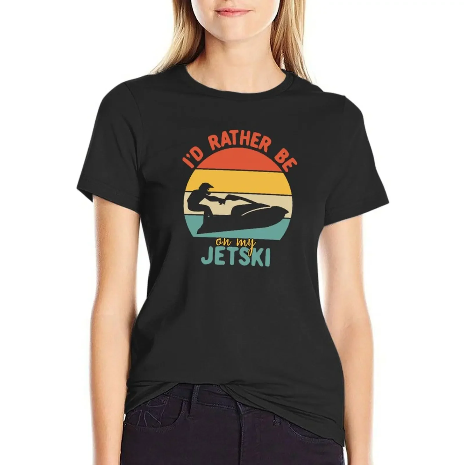 

Футболка I'd Rather Be On My Jetski, забавная футболка Jetski Lover Summer Beach Vacation Saying, одежда в стиле аниме, футболки для женщин с графикой