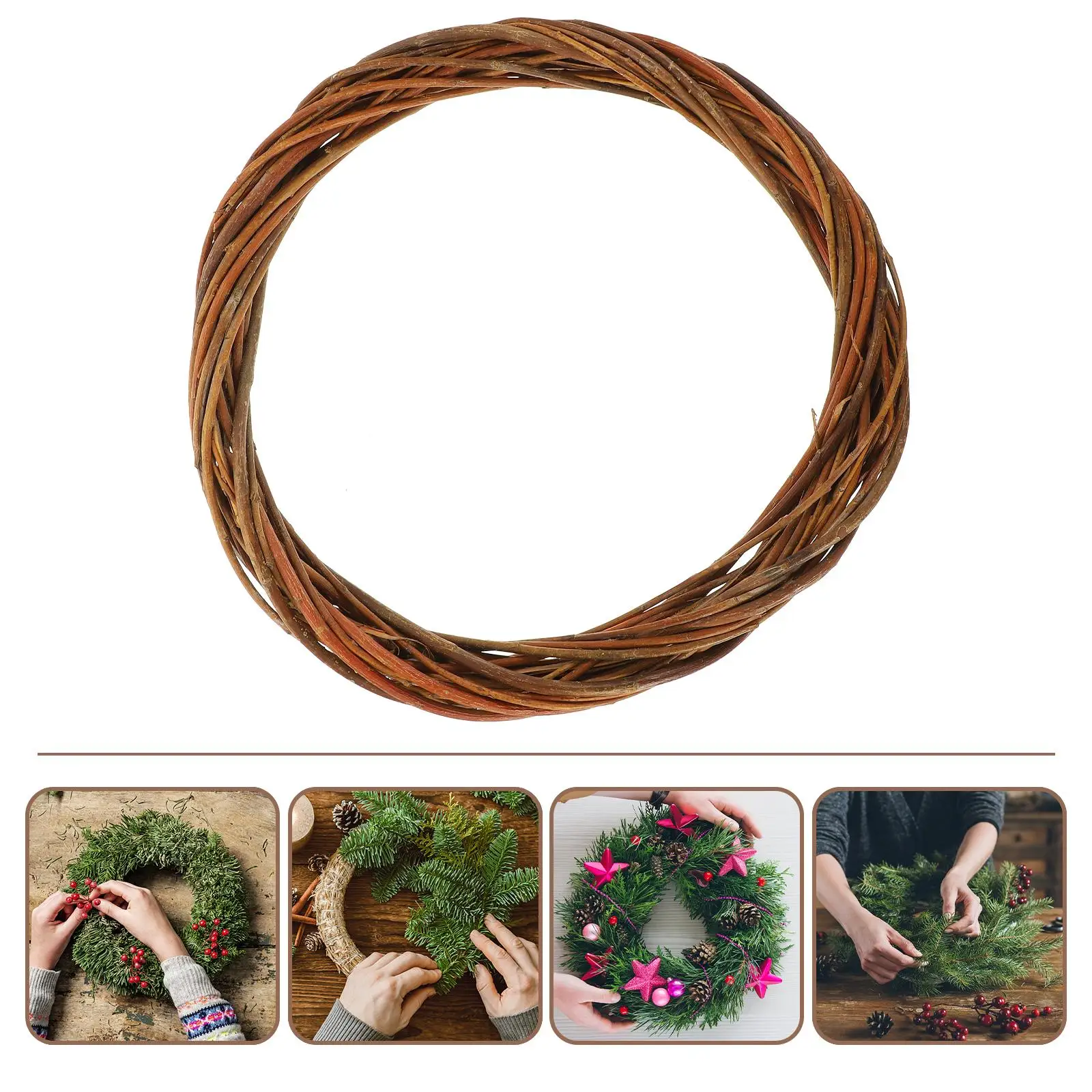 Wreath Wicker Circle 30cm DIY Ring Crafting Use Home Decor Garland Frame Small Rings Interior Christmas Wedding