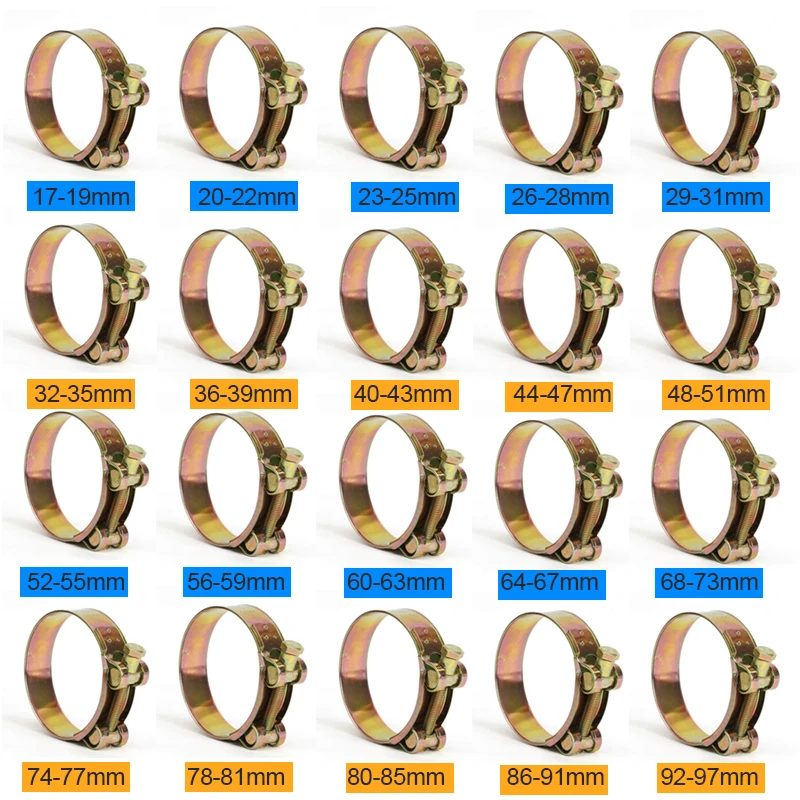 1Pcs Exhaust Clamp Carbon Steel Galvanizing Hose Clamp 17-19mm-40-43mm Pipe Clamp 44-47mm-92-97mm For Turbine Pressure Hoses