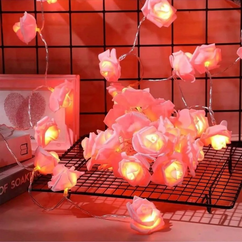 1 шт., 59,06 дюйма/118,11 дюйма, гирлянда из искусственной розы, питание от батареек АА (искл.), используется для украшения комнаты и Дня святого Валентина.