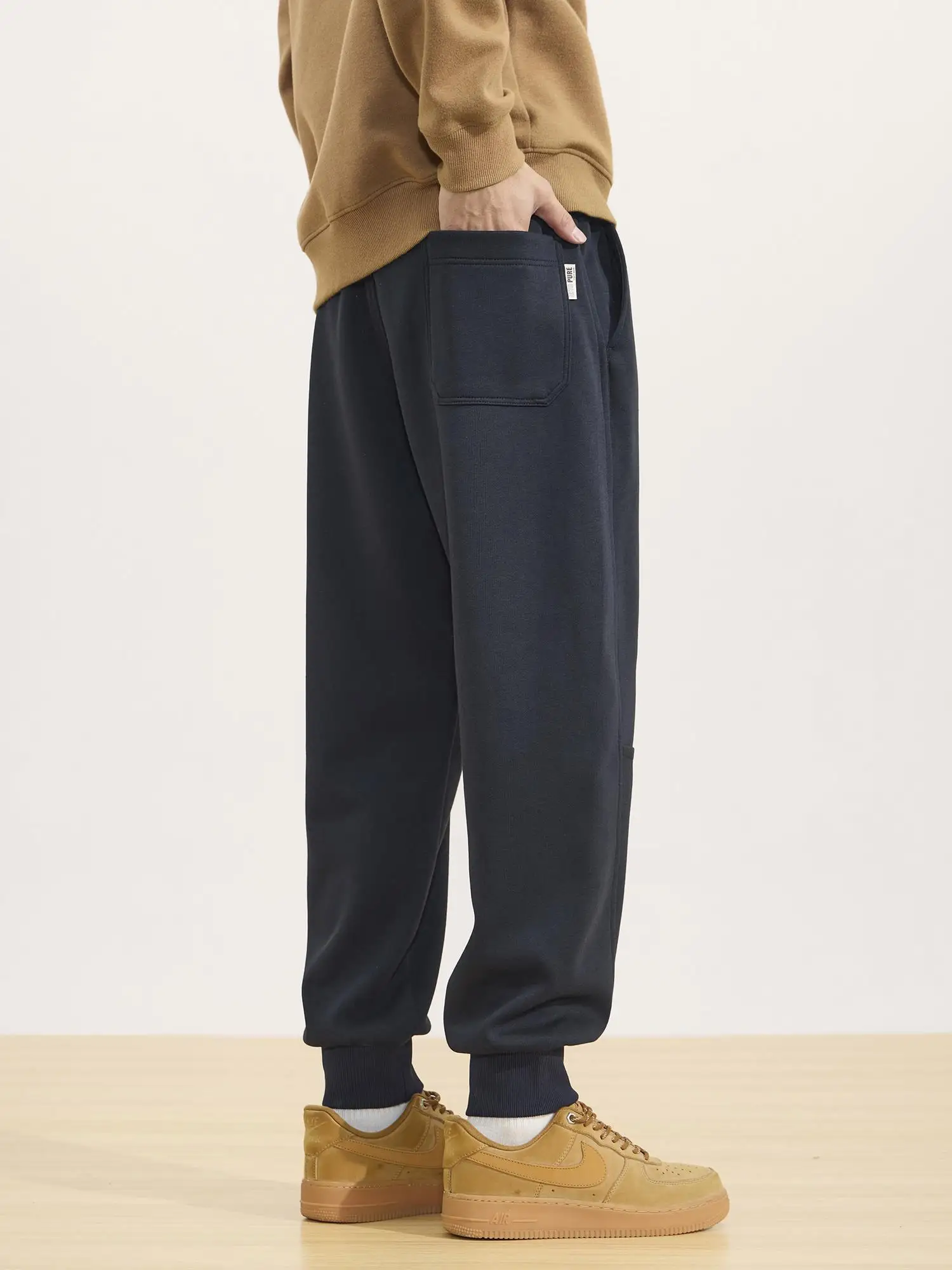 

Мужские трикотажные спортивные брюки с эластичным поясом, свободного кроя, больших размеров, модные повседневные длинные брюки, весна-осень, цвет хаки