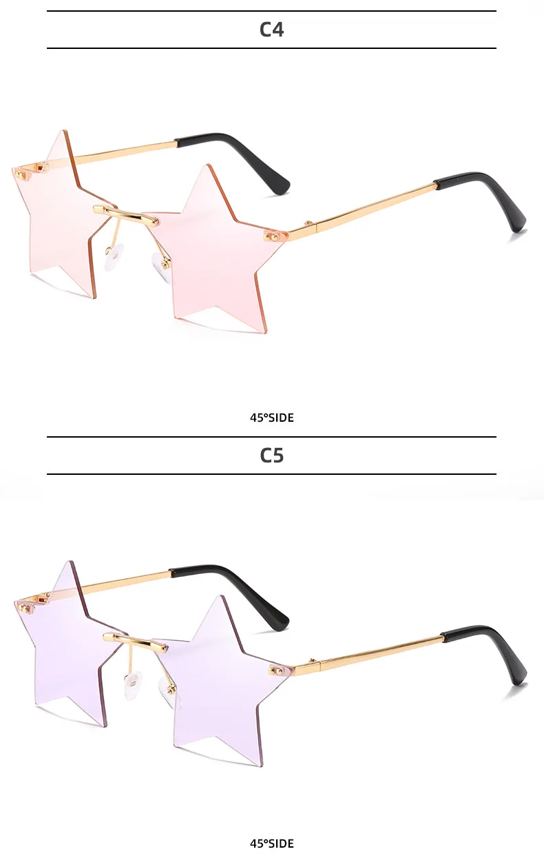 Randlose Sternform-Sonnenbrille, trendige Sonnenbrille für Damen und Herren, Partybrille, lustige Pentagramm-Brille, Weihnachten, Weihnachtsdekoration – Detail 13