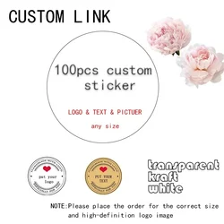 100pcs DIY Round sticker Customize seal stickers Personality LOGO multiple styles wedding birthday white logo