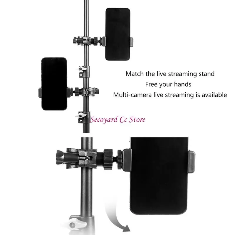 N3UC Rotatable Smartphone Holder For Mic Stands Tripod Phone Mount Brackets Expansion Clamp For Vloggings Video