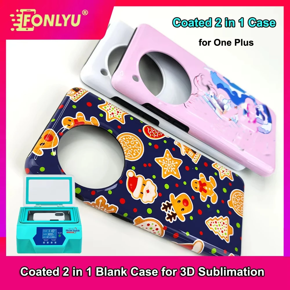 FONLYU 3D Blank Sublimation Coated 2 in 1 Case for One Plus 8 9 10 11 Pro Printing Thermal Transfer Printable Mobile Back Cover