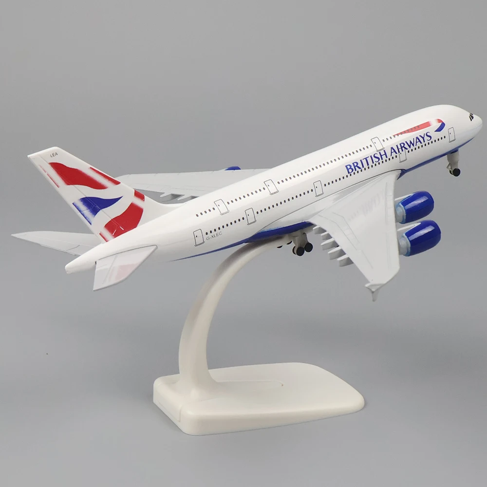 Avión de Metal A380, modelo de avión de 20cm 1:400 de las vías aéreas británicas, réplica de Metal, Material de aleación, juguetes de simulación de aviación, regalo para niños