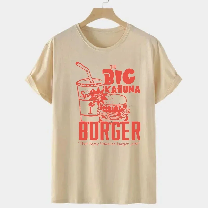 Camiseta gráfica unissex Kahuna Burger, manga curta, camisetas de ficção pulp, tops brancos casuais vintage, algodão roupas femininas, moda, grande