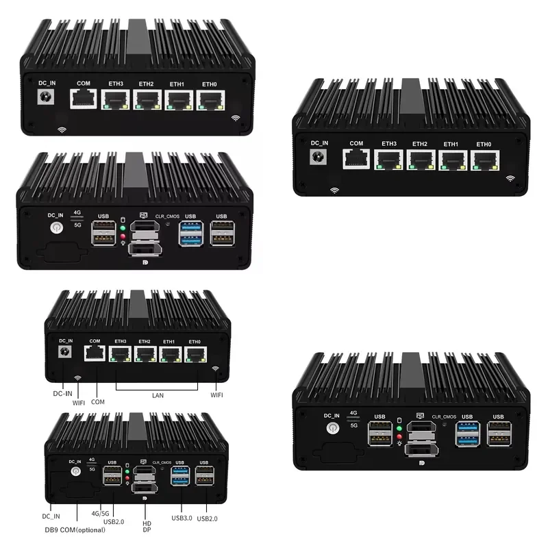 Mini PC Sin Ventilador N150 6305 J5005 4x I226-V RJ45 LAN 2.5G DDR5 DDR4 Firewall Soft Router Mini Ordenador Industrial Barebone
