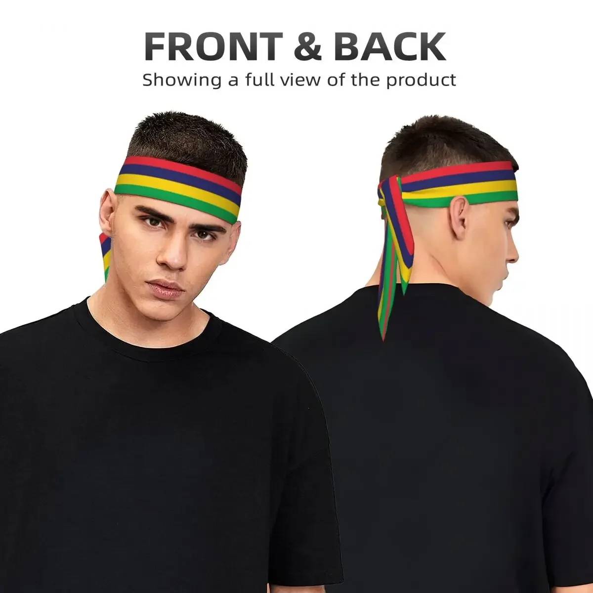 Mauritius Flag Head Tie Sports Headband Athlete Sweatbands Head Wrap For Working Out Running Yoga