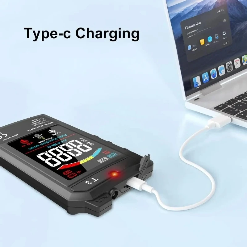 T3 Smart Digital Multimeter Type-c Charging Auto-Ranging 4000 Counts Ultra-thin NCV Live Wire Color Display Multimeter Tool