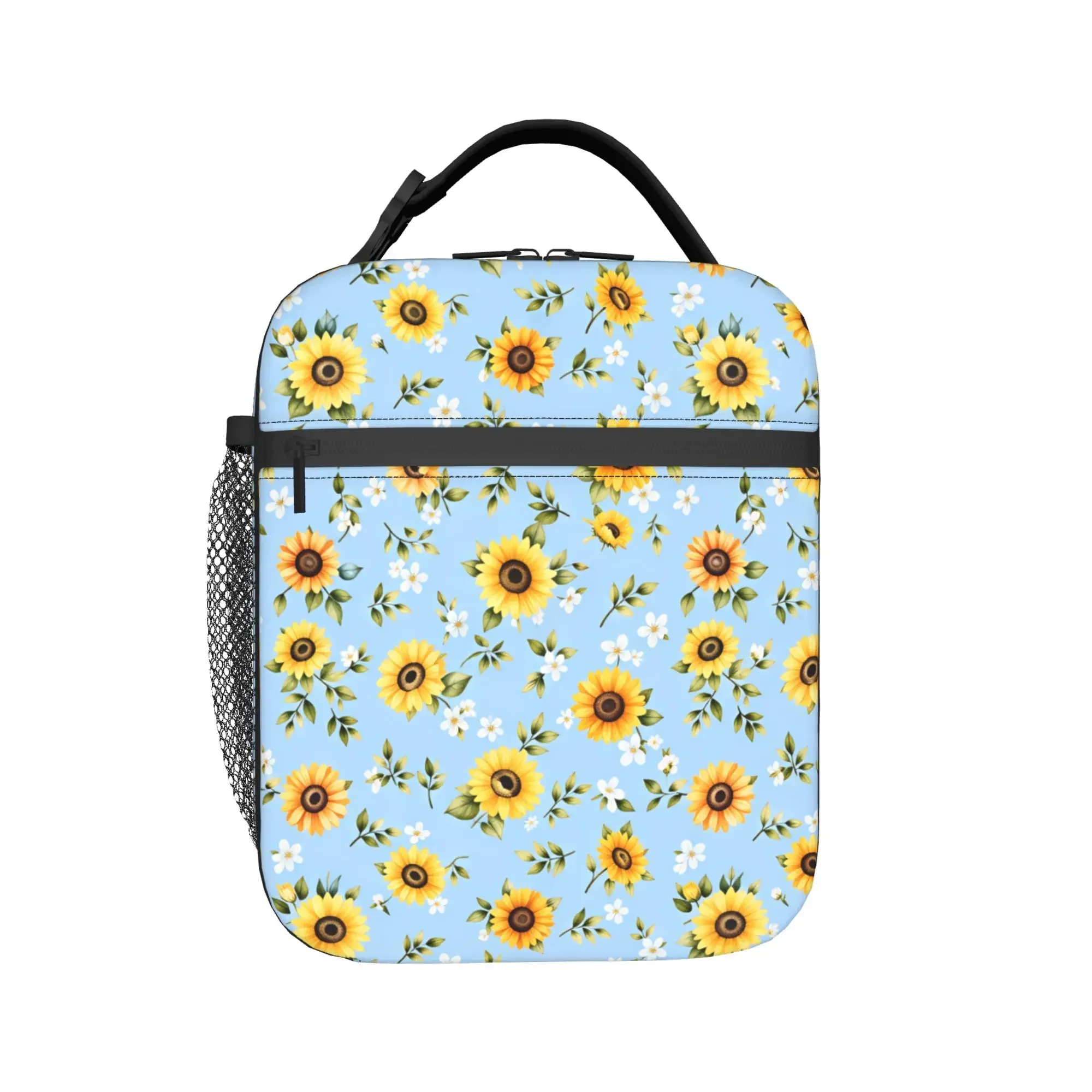 Watercolor Sunflower Meadow Lunch Bag  Retro Lunch Box For Child  Outdoor Picnic Cooler Bag Oxford Thermal Lunch Bags