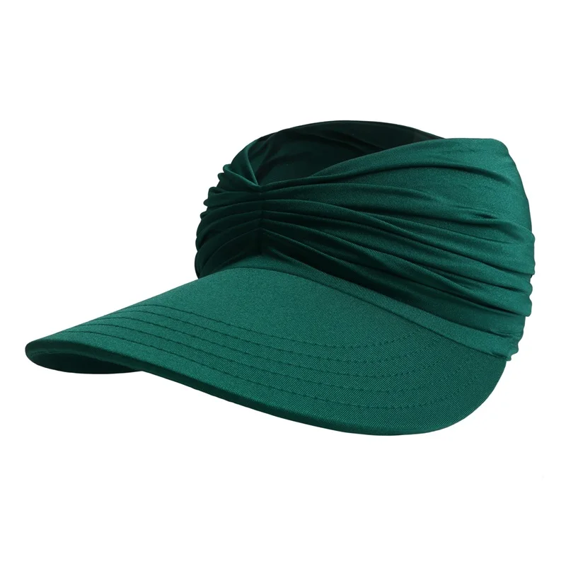 Womens Sun Visor Hats Solid Color UV Protection Open Top Caps Casual Wide Brim Beach Caps for Outdoor Sports