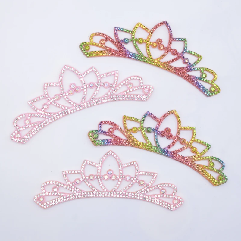 6Pcs 130*52mm Padded Crown Rhinestone Patches for DIY Clothes Hat Shoes Crafts Decor Applique Headwear Bow Jewelry Accessories