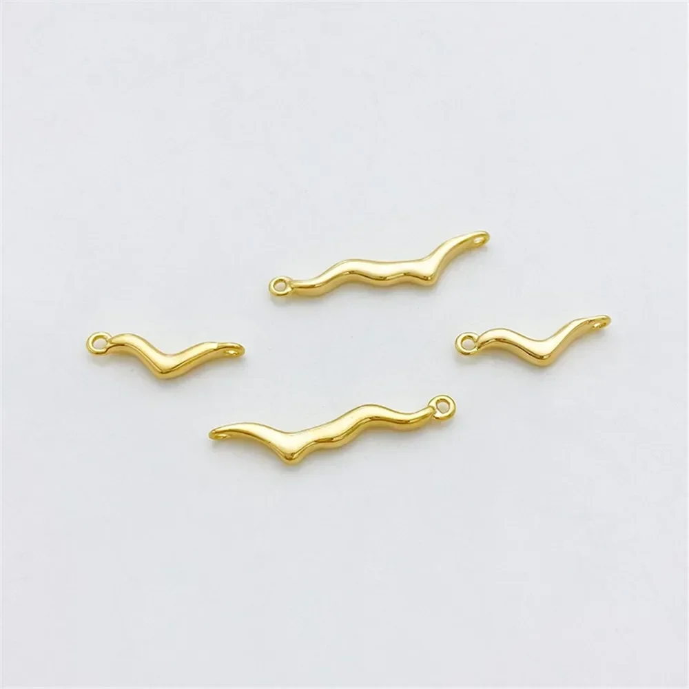 14K Gold Wrapped Smooth Irregular Branch Double Hanging Connection DIY Handmade Bracelet Necklace Earring Material Accessories