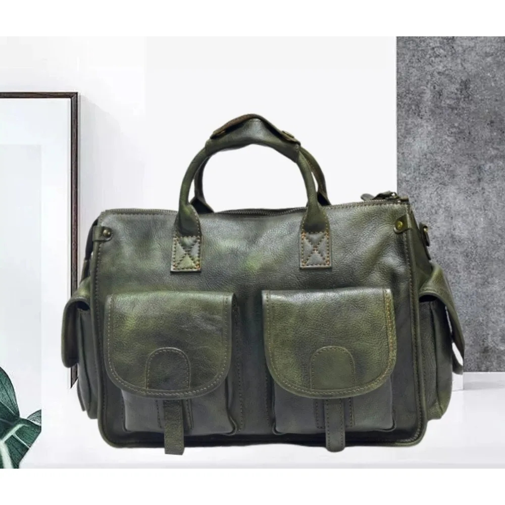 

Новая кожаная мужская сумка через плечо для компьютера Premium Sense, первый слой овощей, универсальная повседневная сумка из дубленой воловьей кожи