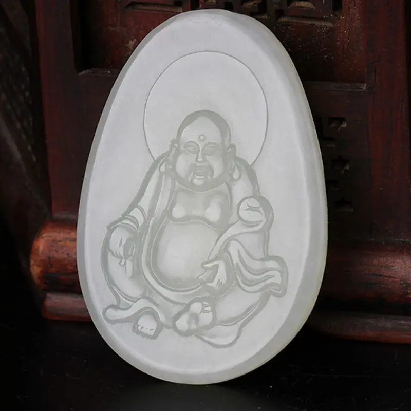 

with Certificate Hetian Women's White Jade Maitreya Buddha Pendant