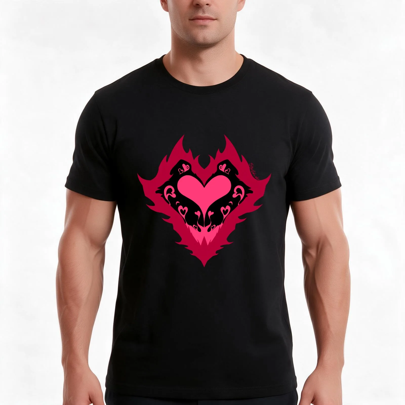 Razor Heart T-Shirt Summer Casual Cotton Tee Oversized Streetwear Tops Vintage Graphic Print Loose Fit Short Sleeve