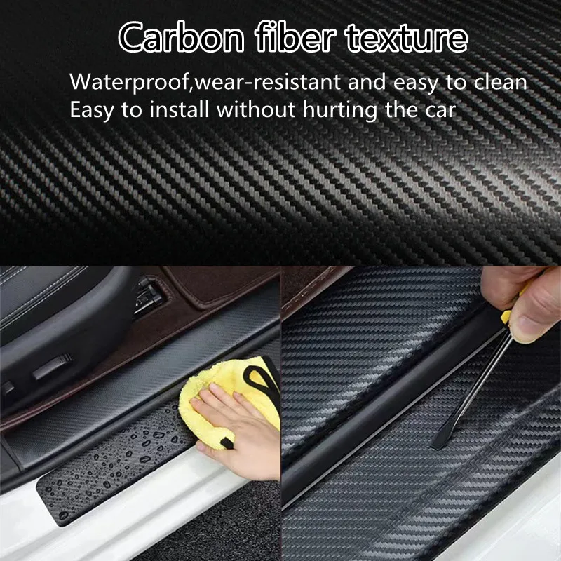 Nano Carbon Fiber Car Stickers DIY Paste Protector Strip Auto Door Sill Side Mirror Anti Scratch Tape Waterproof Protection Film