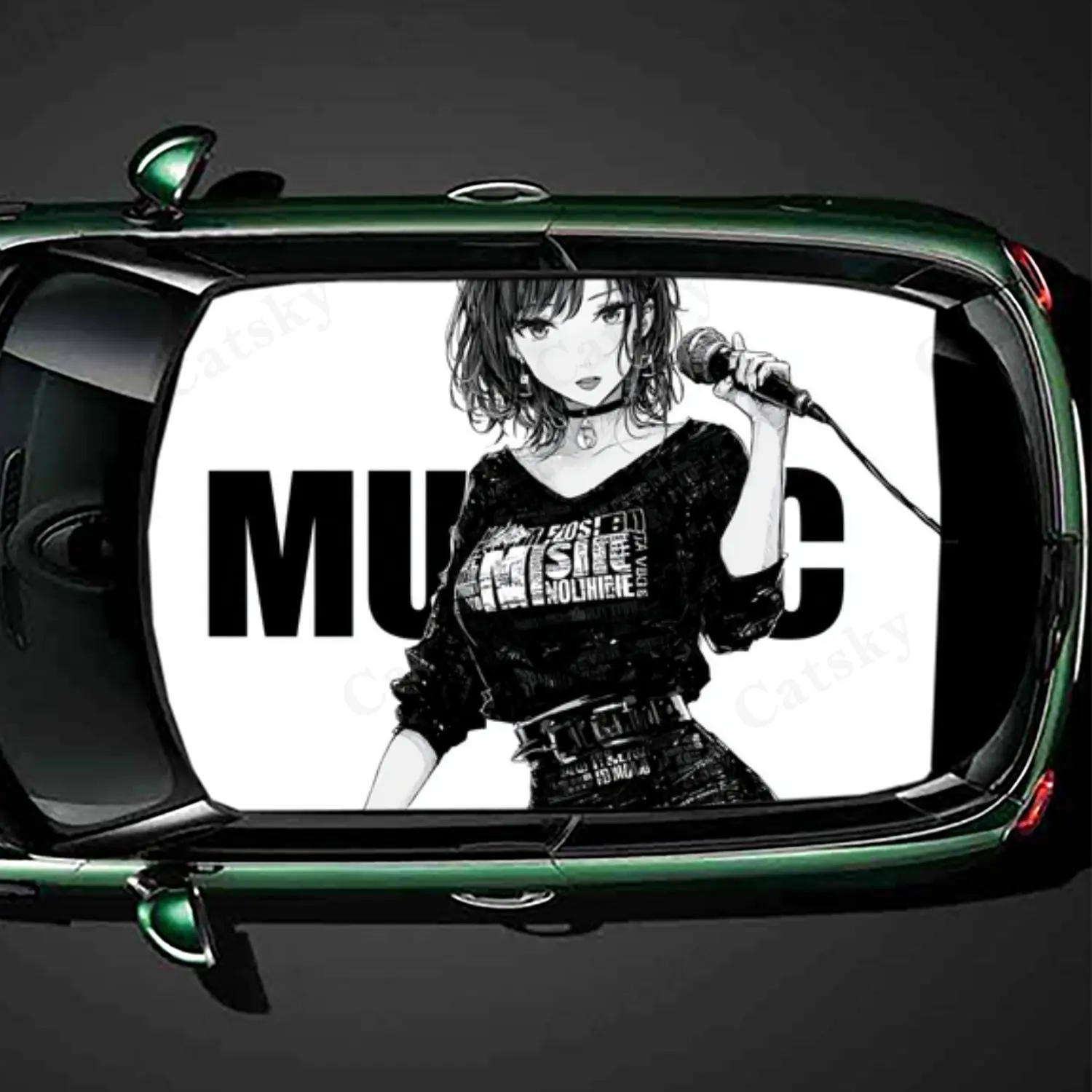 

Художественная живая аниме-девушка с музыкой. Виниловые обертывания на крыше автомобиля водонепроницаемыми и самоклеющимися. Они есть поверхность - защита фу