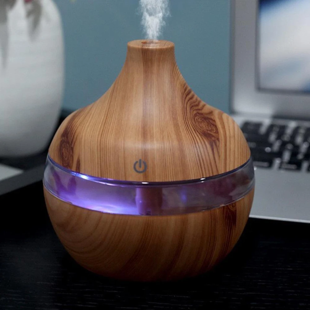 300ml Essential Oil Diffuser 7 Color Aromatherapy Wood Grain Humidifier Home Air Fresheners Cool Mist Sprayer Aroma Diffuser