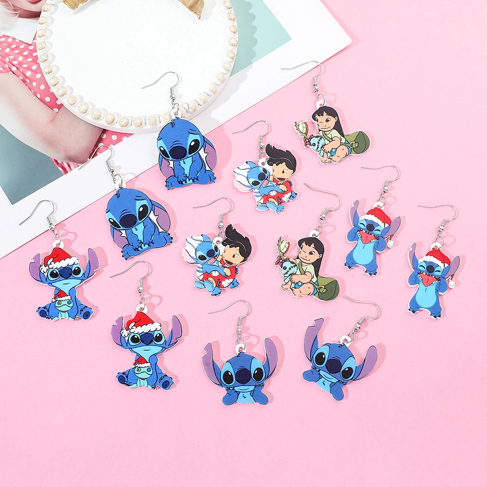 Disney Cartoon Figure Stitch Pendant Earrings Christmas Style Stitch Ear Drop for Women Girls Earrings Accessories