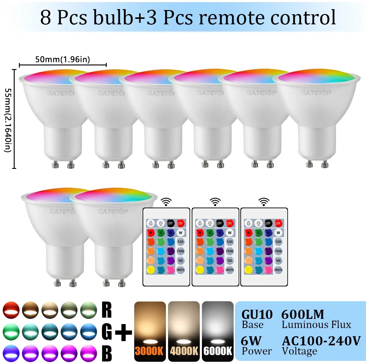 1-10 STKS RGB GU10 LED Spot Lamp 24 Sleutel Afstandsbediening Dimbaar 6 W AC220V 110 V Kleurrijke Verandering voor Slaapkamer Woonkamer Lamp