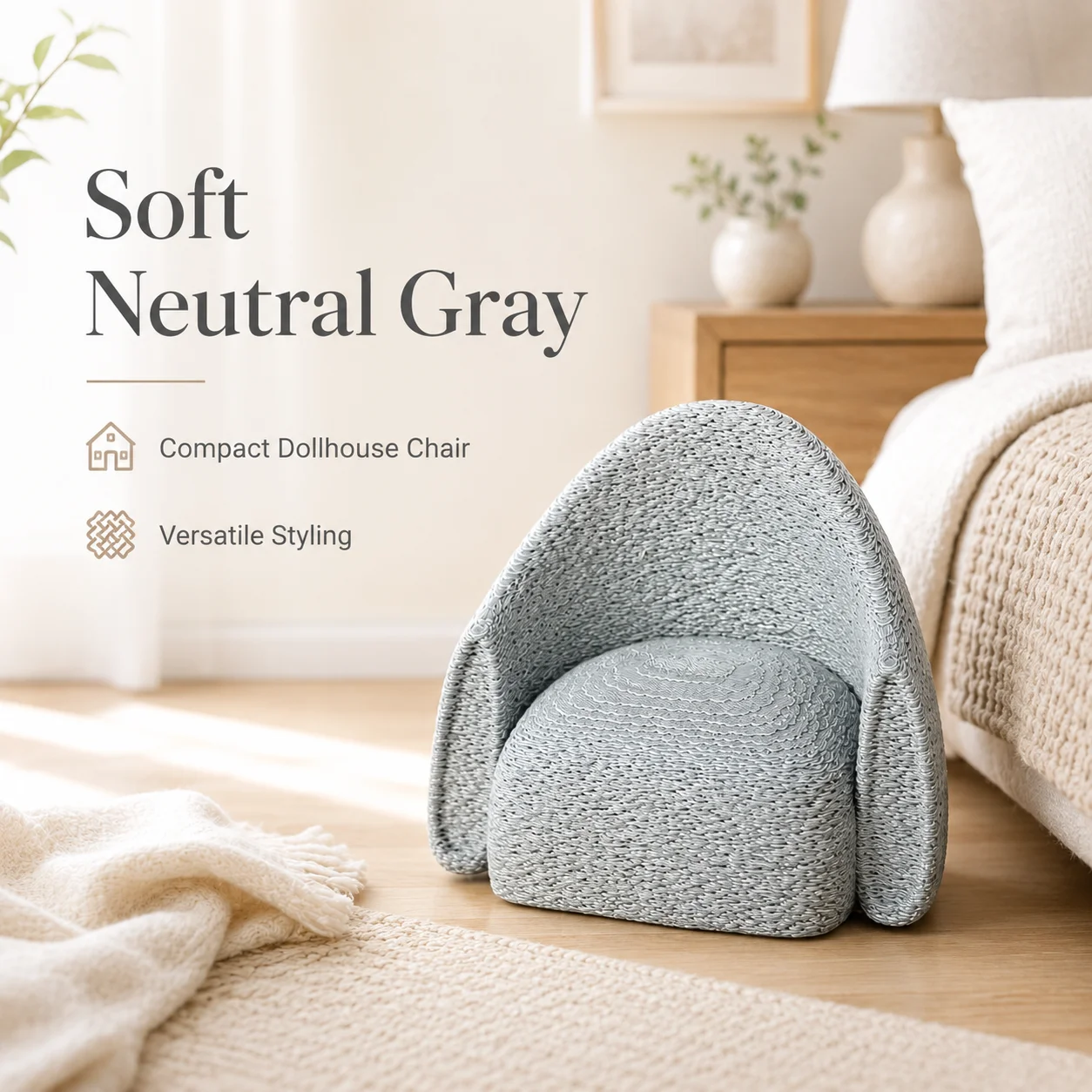 Baby house single-person sofa chair model, miniature courtyard living room furniture decorative item accessory - view 5