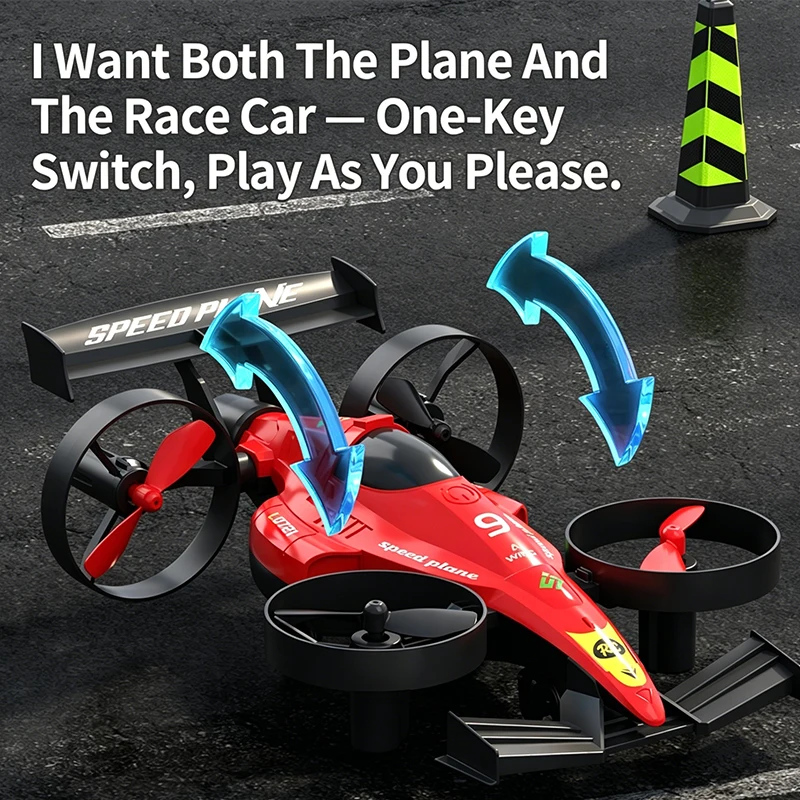 Drone 2 In 1 Flying RC Car Helicopter 2.4G Quadcopter Altitude Hold Headless Mode Remote Control Car Perfect Gift Toys for Kids