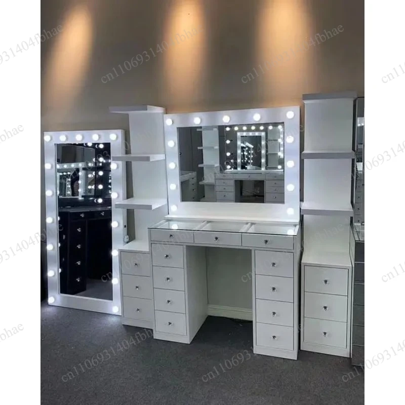 

Modern Simple Dresser, Large Capacity Drawer with Light Makeup Mirror