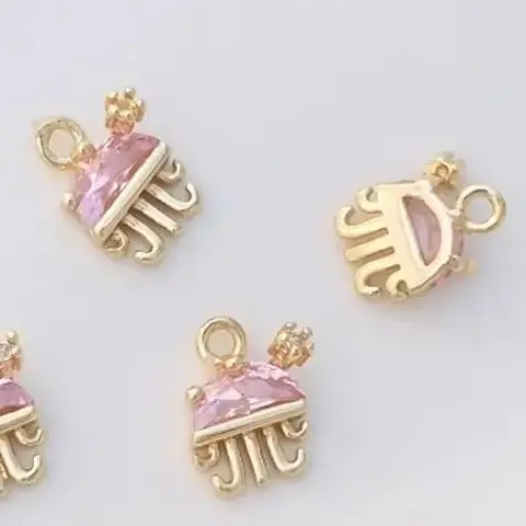 

14K gold inlaid with colored zirconium dinosaurs Marine creatures jellyfish octopus small hanging ornaments diy pendant pendant