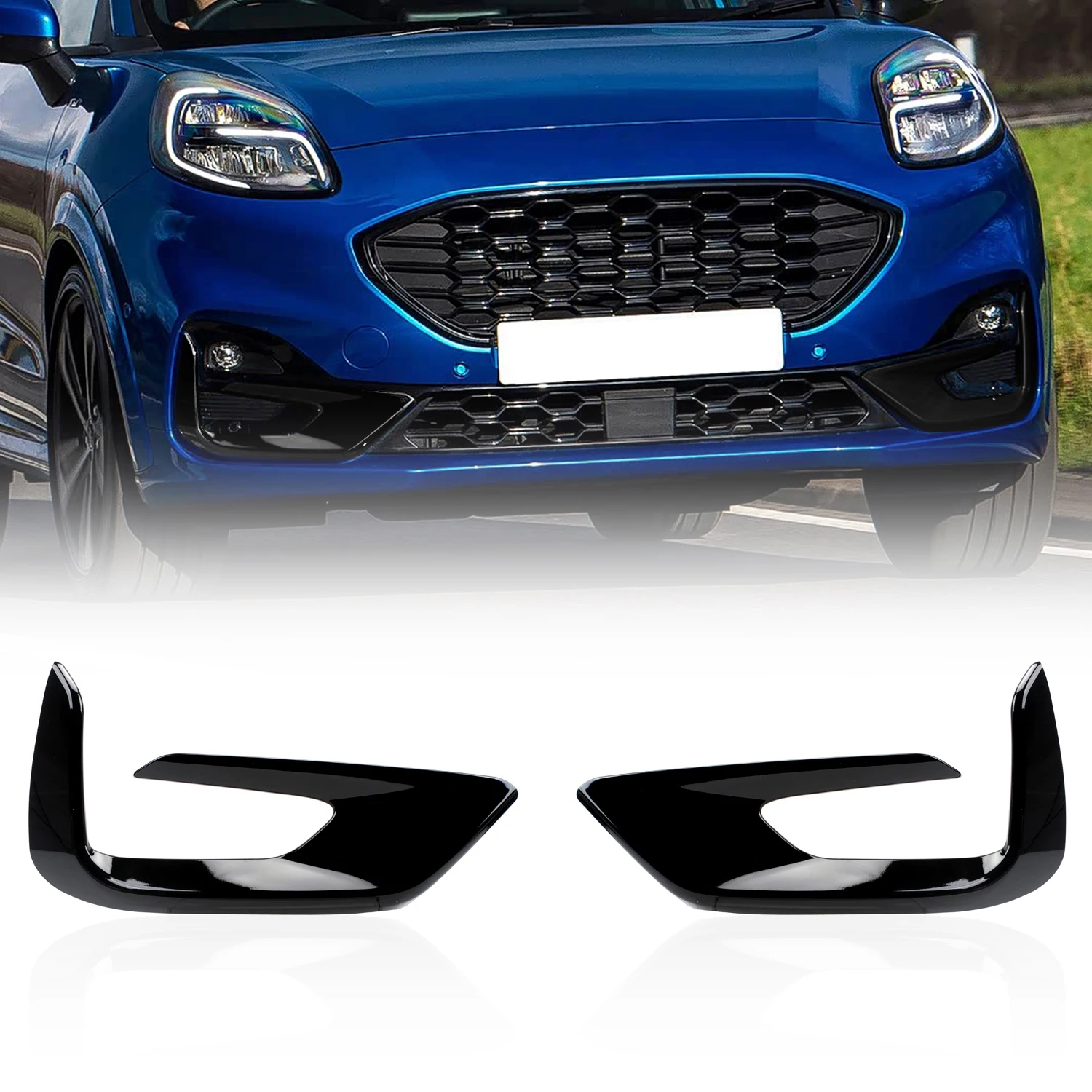 Cubierta Decorativa para Faros Antiniebla Delanteros en Negro Brillante, 2 Piezas, Compatible con Ford PUMA ST, ST-Line, ST-Line X 2019 2020 2021 2022 2023 2024