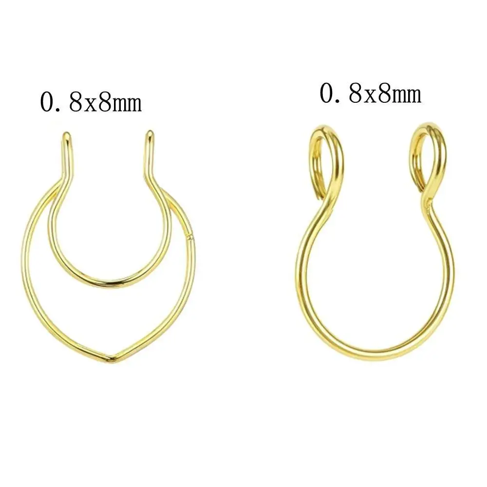 1/6Pcs Set Fake Piercings Fake Nose Ring Septum Ring Fake Nose Piercings Clip On Septum Nose Faux Piercing Women Non Piercing