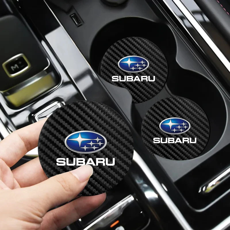 

2Pcs Car Coaster Water Cup Mat Non-Slip Pad For Subaru Forester Crosstrek Outback Impreza XV Tribeca Ascent Legacy Levorg Mpreza