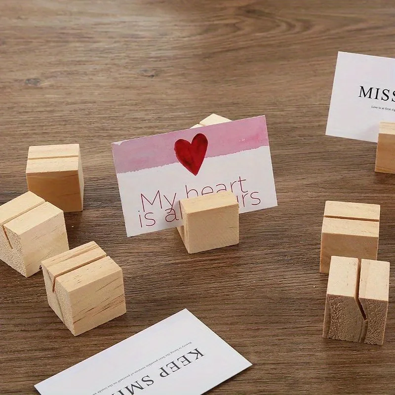 10pcs/set Wooden Business Card Holder Base Solid Wood Desk Calendar Postcard Base Calendar Card Note Holder Wooden Product