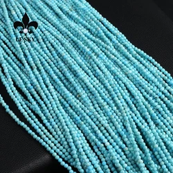 15'' Natural Green Turquoise Beads Round Shape Small Stone Loose Beaded for Women Making DIY Necklace Bracelet Accessories 2mm