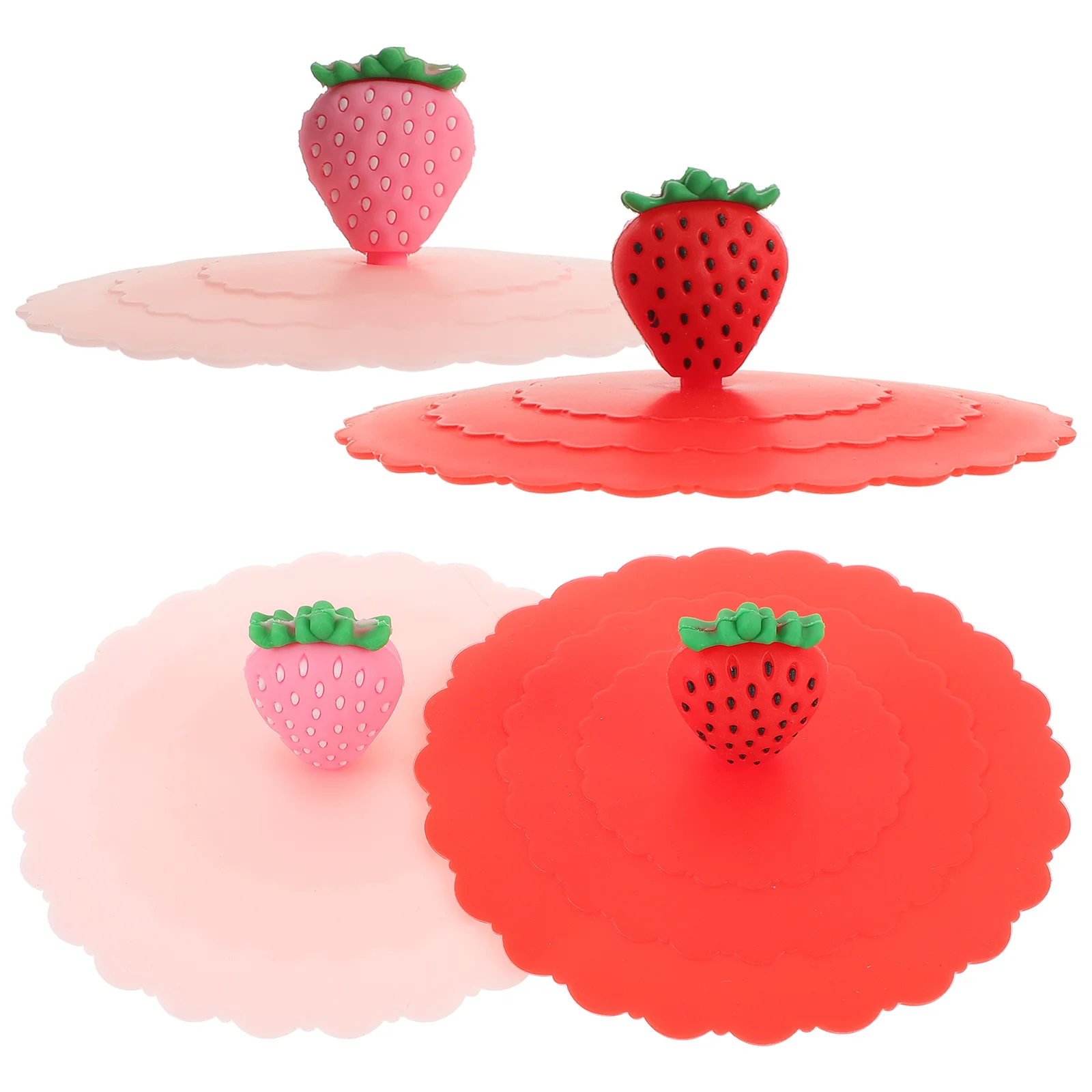 

4Pcs Silicone Cup Covers Cartoon Fruit Shape Reusable Cup Lids for Mugs Leakproof Anti-Dust Drink Sealers Practical Household