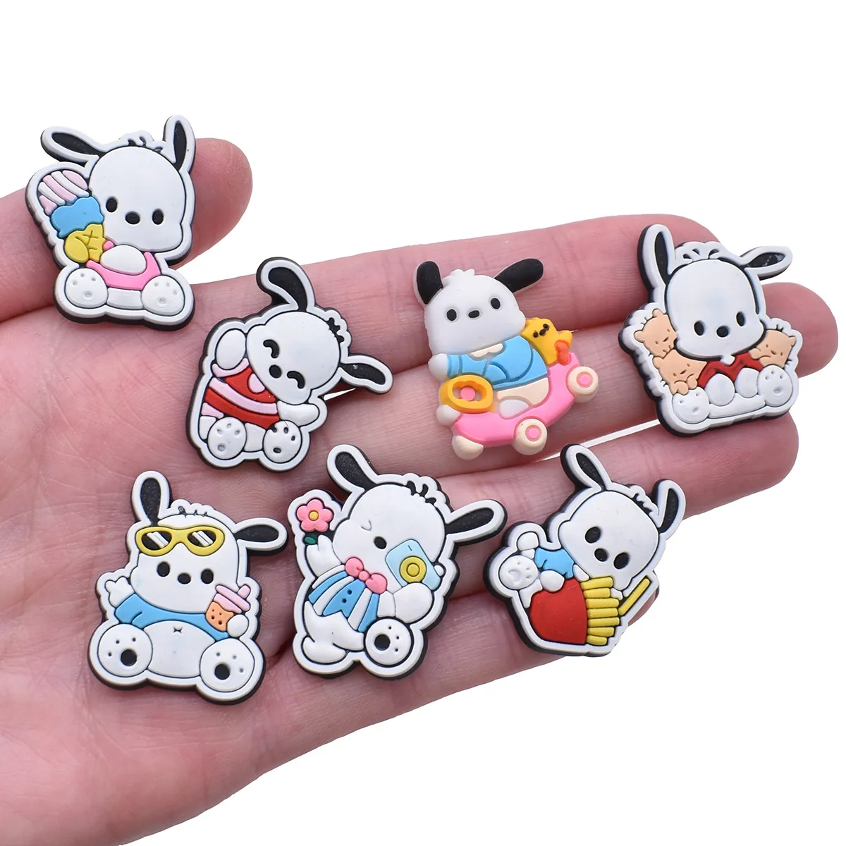 1-12pcs Cute puppy Cartoon Shoes Charms Accessories Fit Clog Backapck Wristbands Shoe Decorate Buckle Kids Gift