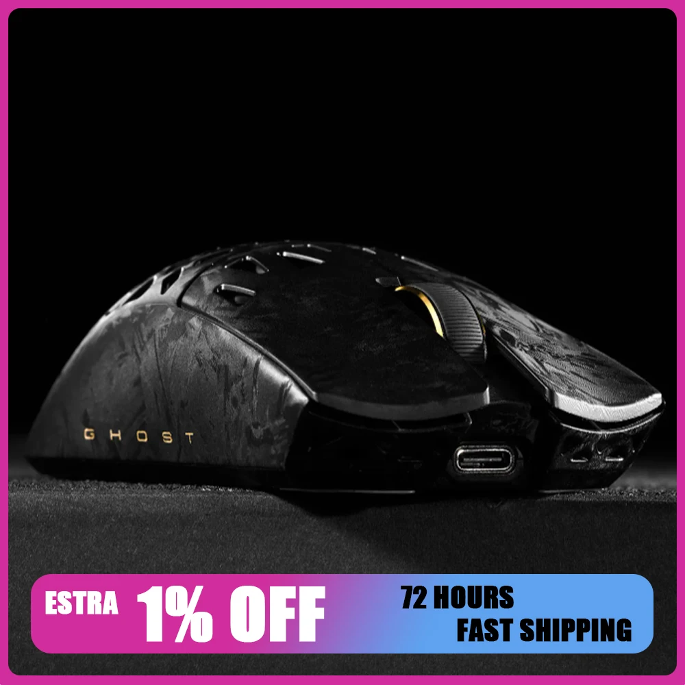ATK GHOST Mouse Composite Carbon Fibre Wireless Bluetooth Hollow-out Gaming Mouse Paw3950ultra 48g Lightweight 0.163ms PC Gamer