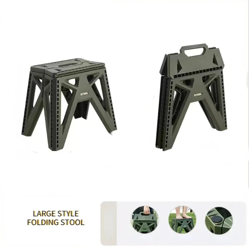 Portable Outdoor Folding Stool, Camping Fishing Chair, High Load-Bearing, Reinforced PP Plastic Triangle Stool