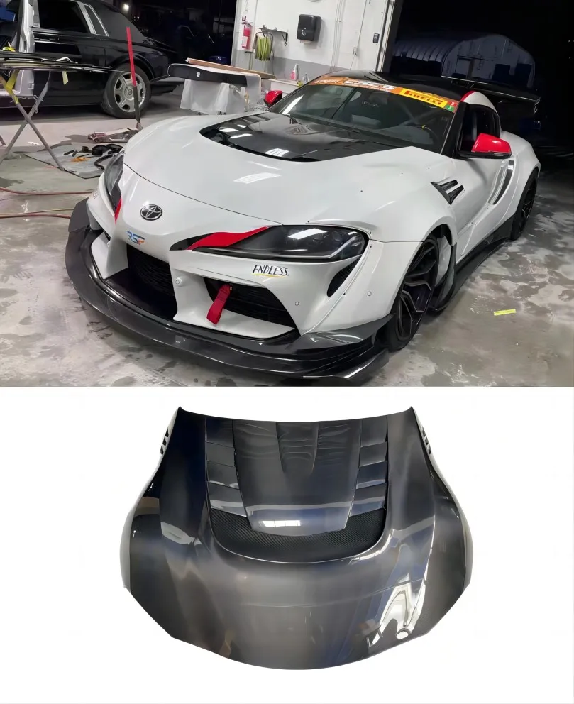 

For Toyota Supra A90 2021 2022 VS Style Carbon Fiber Engine Hood Bonnet Cover FRP Bonnetscoop Hood Body Kit