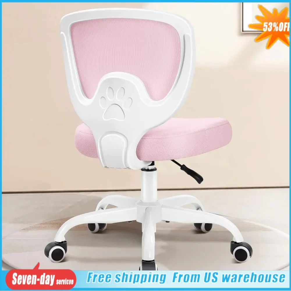 

Kids Desk Chair, 18"D x 9"W x 18.5"H Ergonomic Children Computer Chair Adjustable, Armless Rolling Swivel School Task Chair