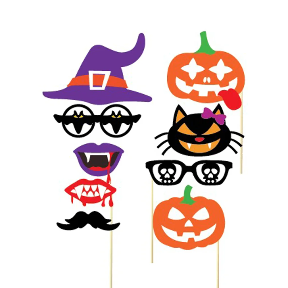 26 Pcs Party Props Photo Booth for Accessories Photobooth Halloween Skull Glasses Sign Trick Treat Supplies
