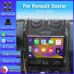 Android 16 Carplay Auto WIFI+4G For Renault Duster 2015 2016 2017 - 2020 Car Radio GPS Stereo Multimedia Player DVD DSP Wireless