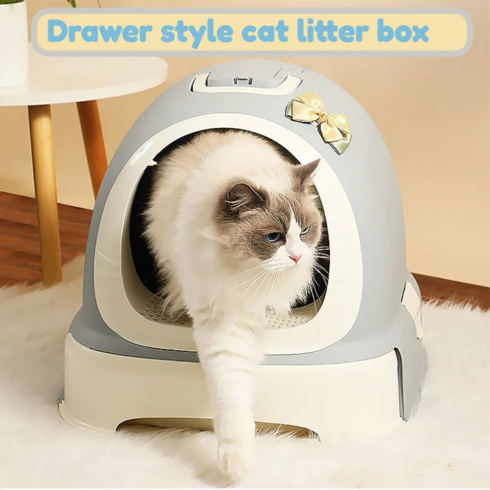 Cat Litter Box Fully Enclosed Splash Proof Oversized Drawer Style Cat Toilet Simple and Wear-resistant Drawer Style Cat Toilet