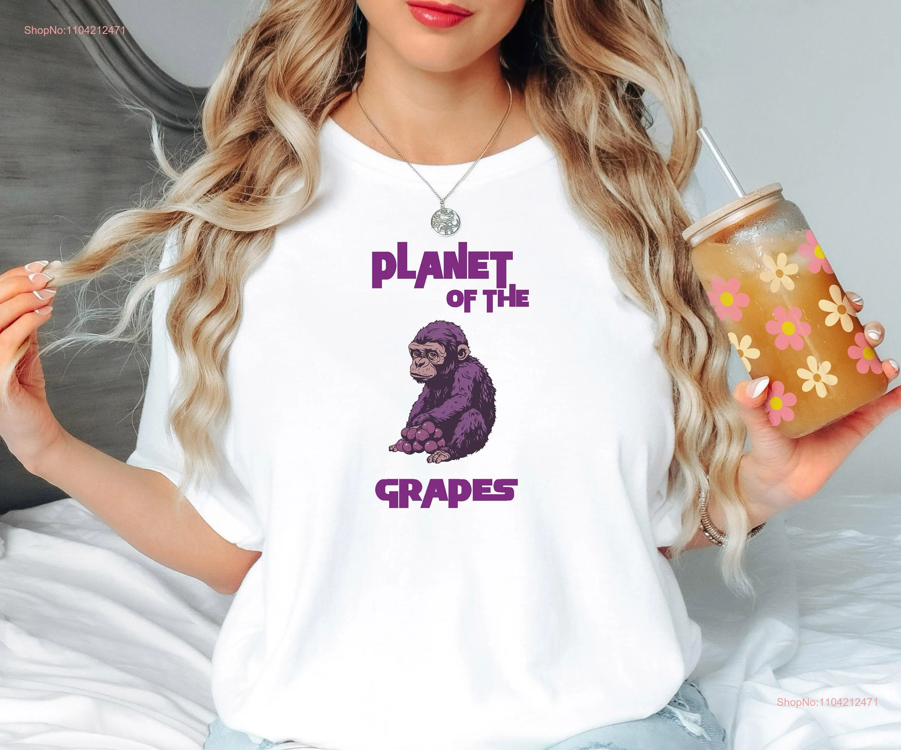 Planet Of The Grapes T Shirt Vintage Funny Gender Neutral Cotton long or short sleeves