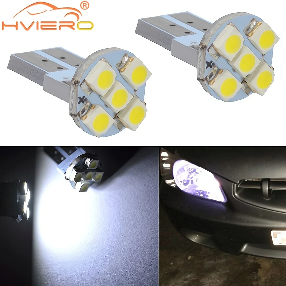 2Pcs Car Indicator Led Dome Reading Light T10 3528 1210 5Smd DC 12V Canbus Auto Tail Backup Turn Signal Bulb License Plate Lamps