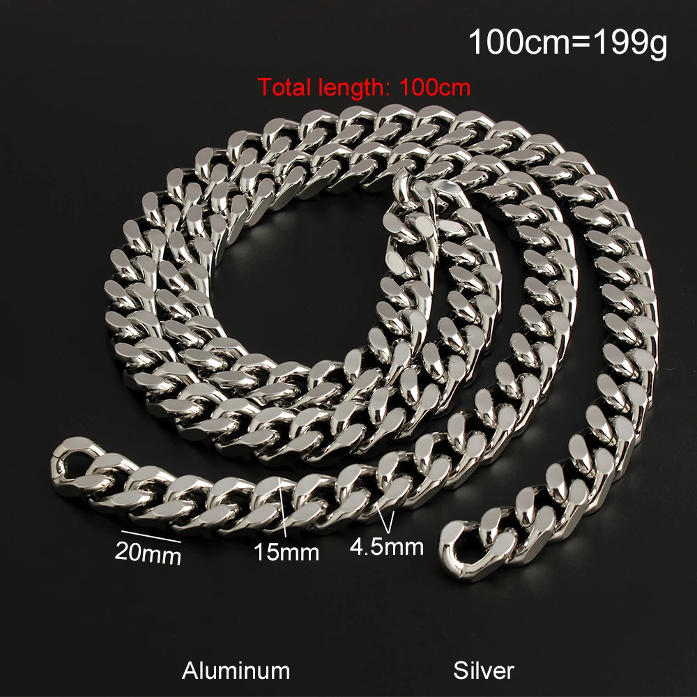 1/5meters 15mm Aluminum Metal Bag Chain Strap For Women's Handbag Crossbody Purse Belt Necklace Handmade Chain Gift Accessories