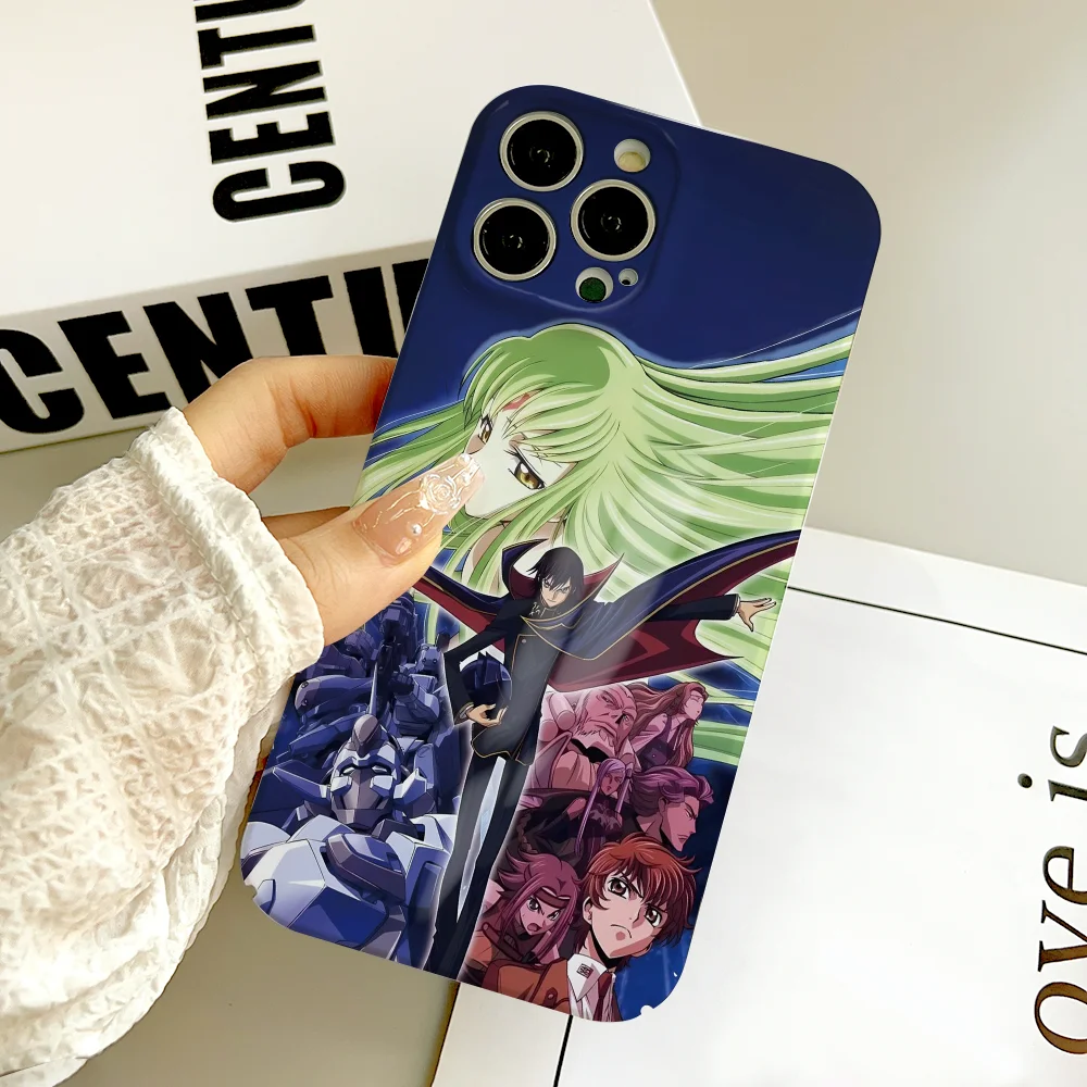 HOT ANIME C-Code GeasS phone case FUNDA For IPhone 16 15 14 13 12 11 Plus Pro Max Mini Precise Hole Matching Film Covers